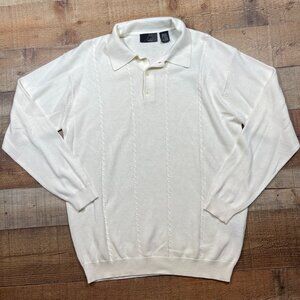 J. Ferrar Cream Long Sleeve Knit Sweater size Medium